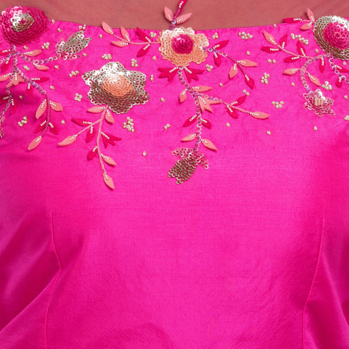 Pink & Peach Crop Top & Lehenga