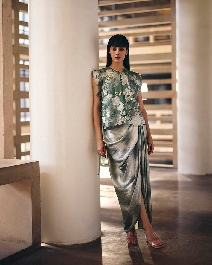 Sage Green Terra Dash Tie-up Cape Set