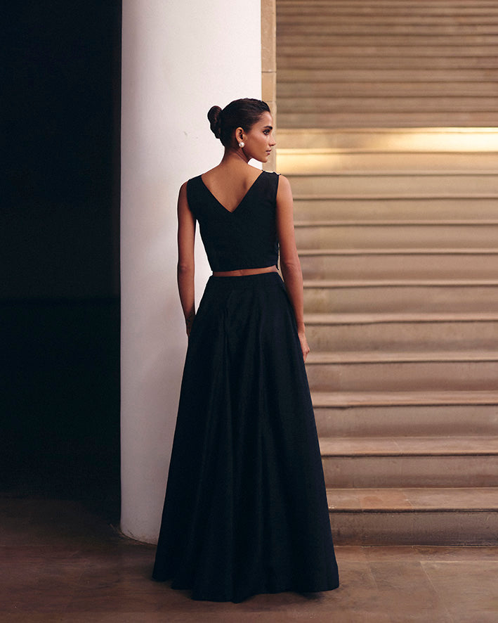 Black Florette Top With Skirt