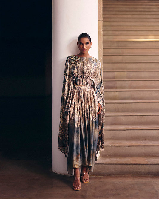 Ash Dusk  Pleated Hem Top With Skirt