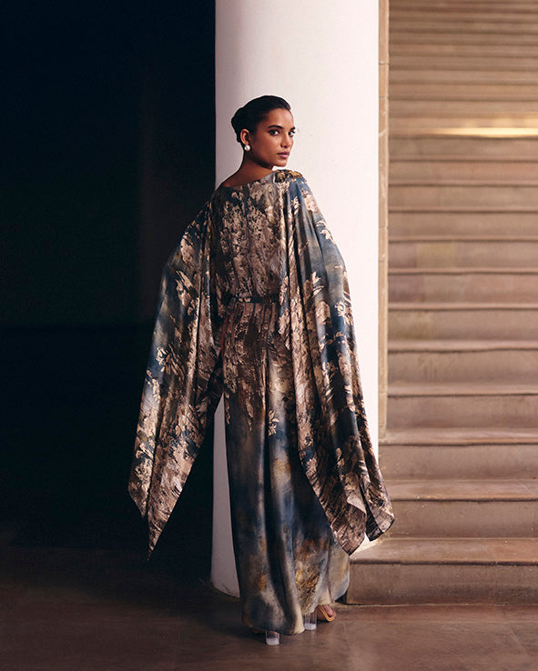 Ash Dusk  Pleated Hem Top With Skirt