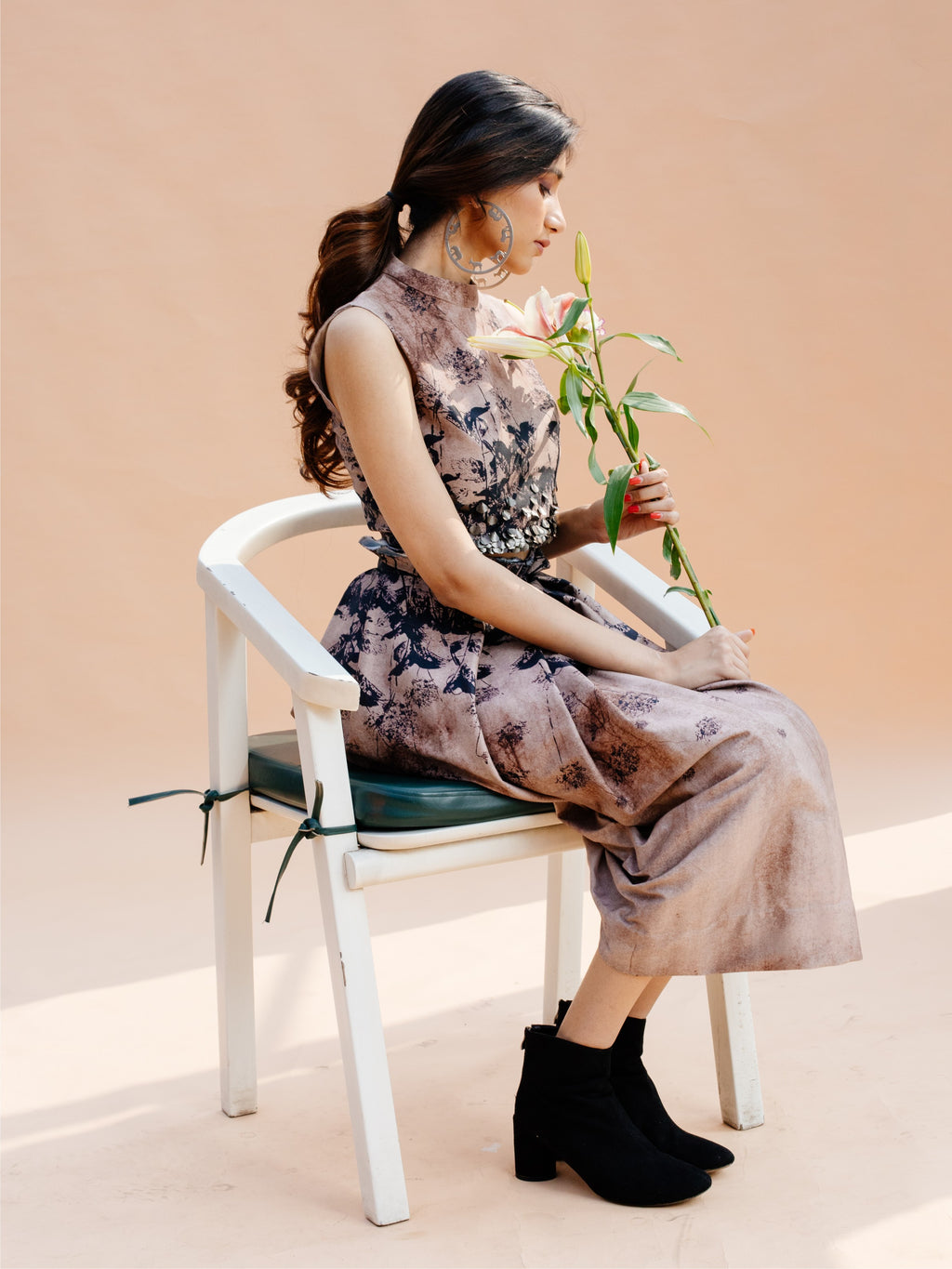 Ash Beaded Crop Top & Skirt Set
