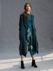 Teal Frayed Trenchcoat