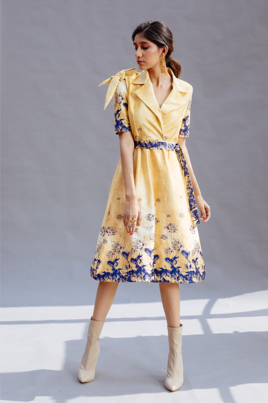Cream Knot Sleeves Dress