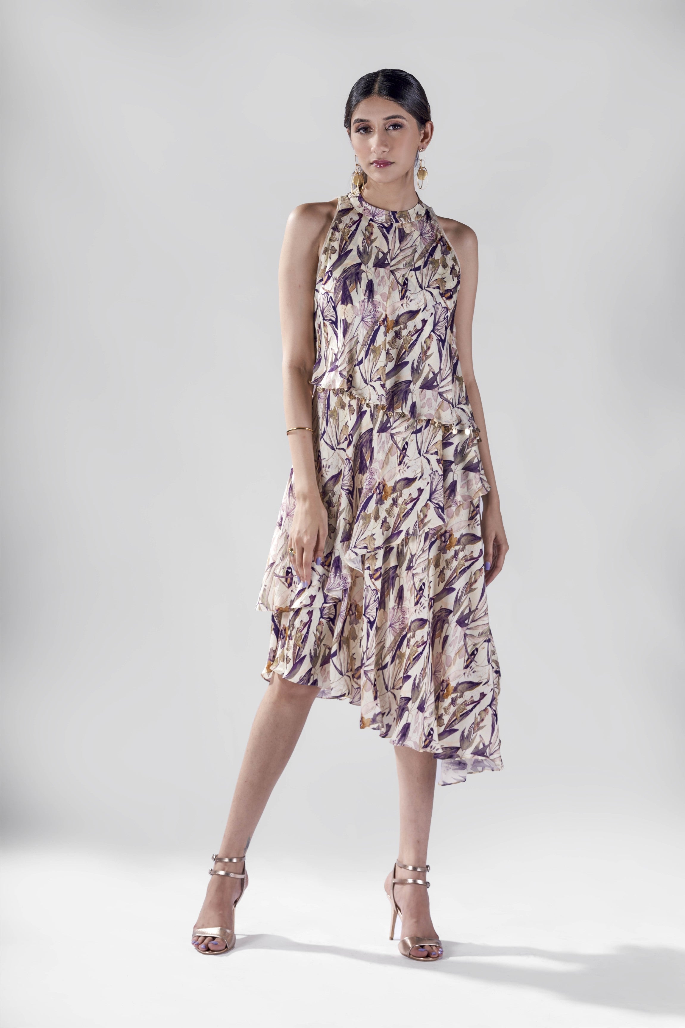 Offwhite bird print asymmetric layers tunic.