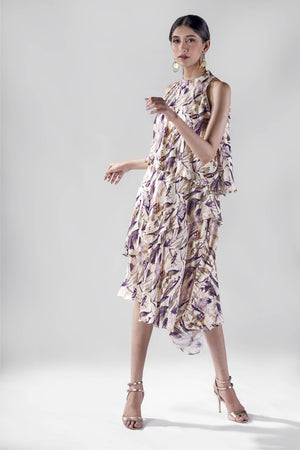 Offwhite bird print asymmetric layers tunic.