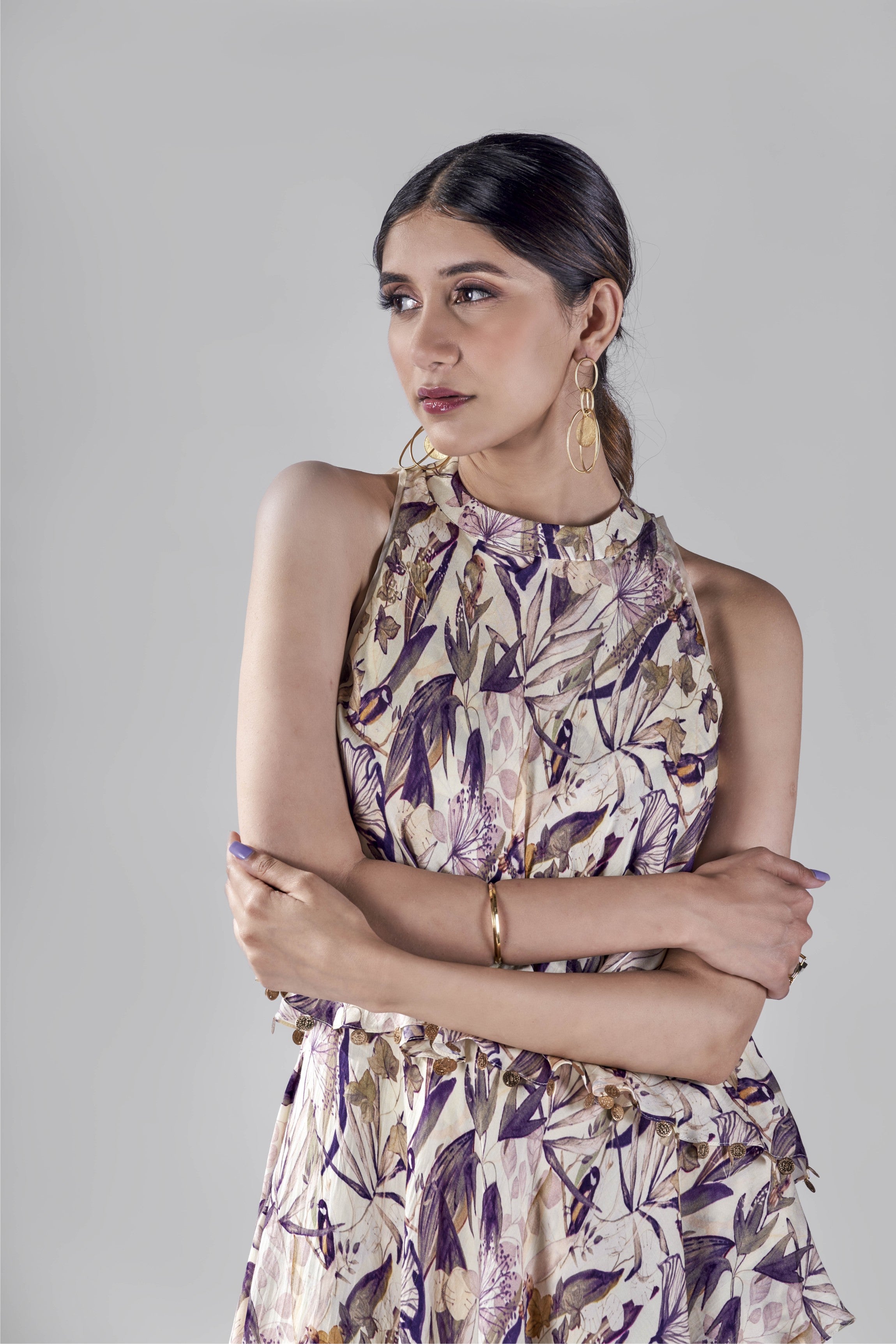 Offwhite bird print asymmetric layers tunic.