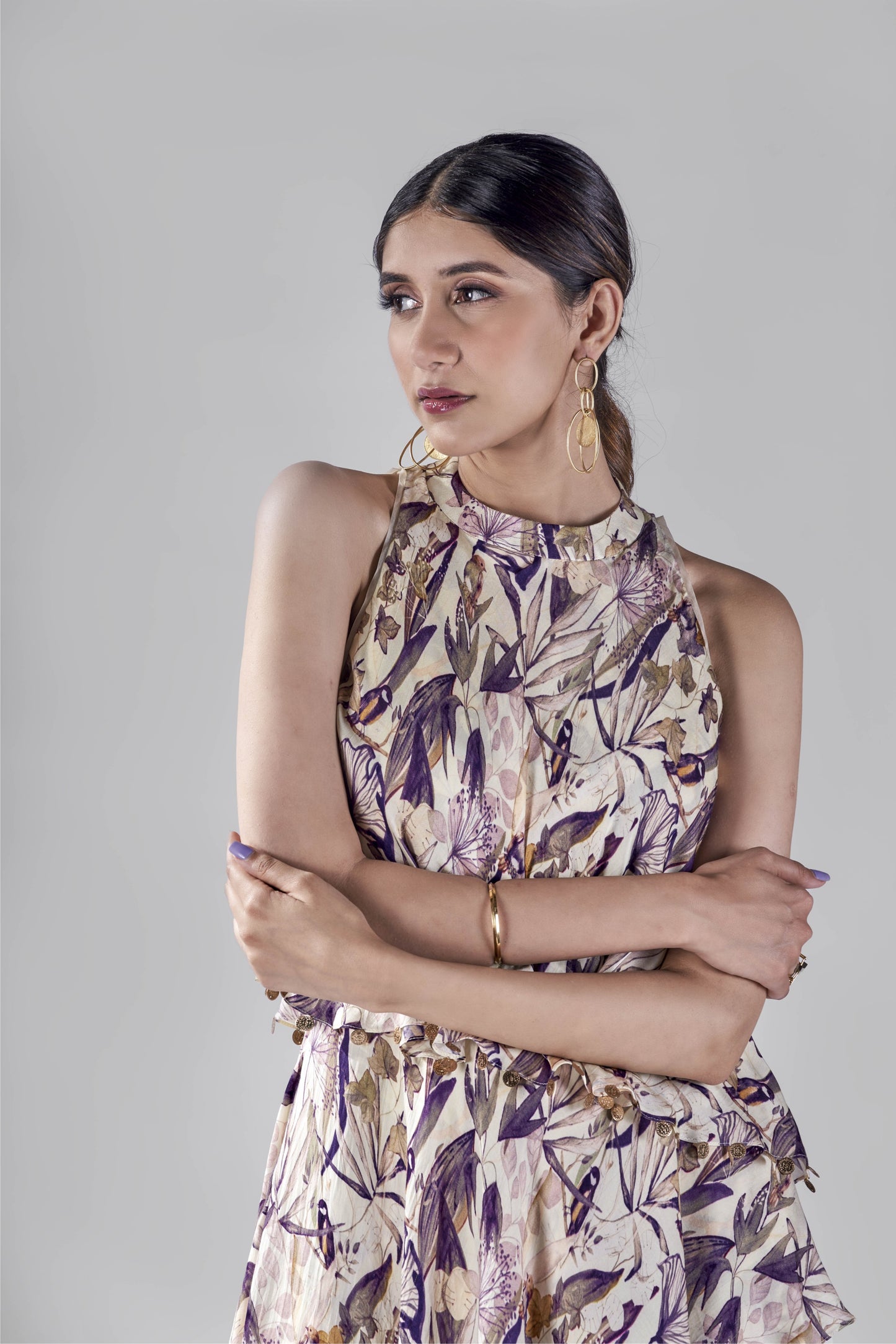 Offwhite bird print asymmetric layers tunic.