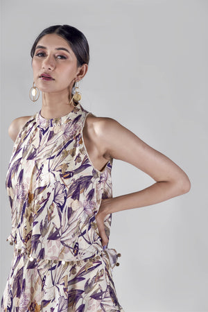 Offwhite bird print asymmetric layers tunic.