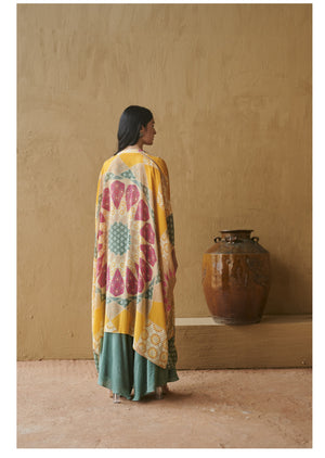 Pink Marrakech Print Top with Pant & Printed Cape Set