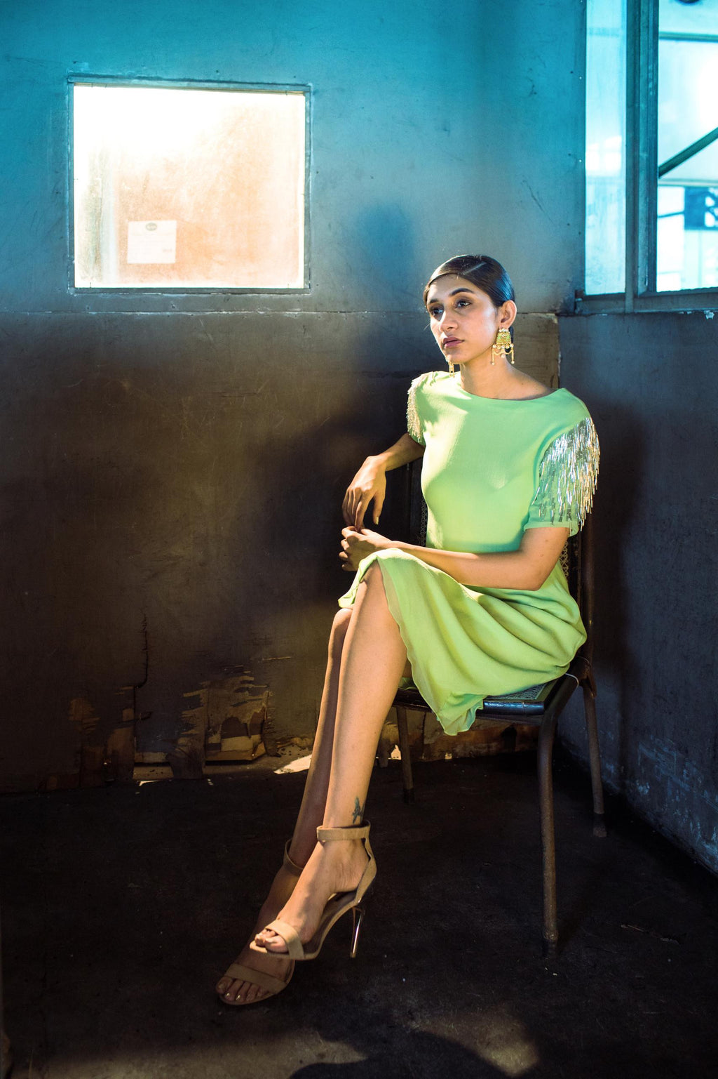 Mint Boat Neck Dress