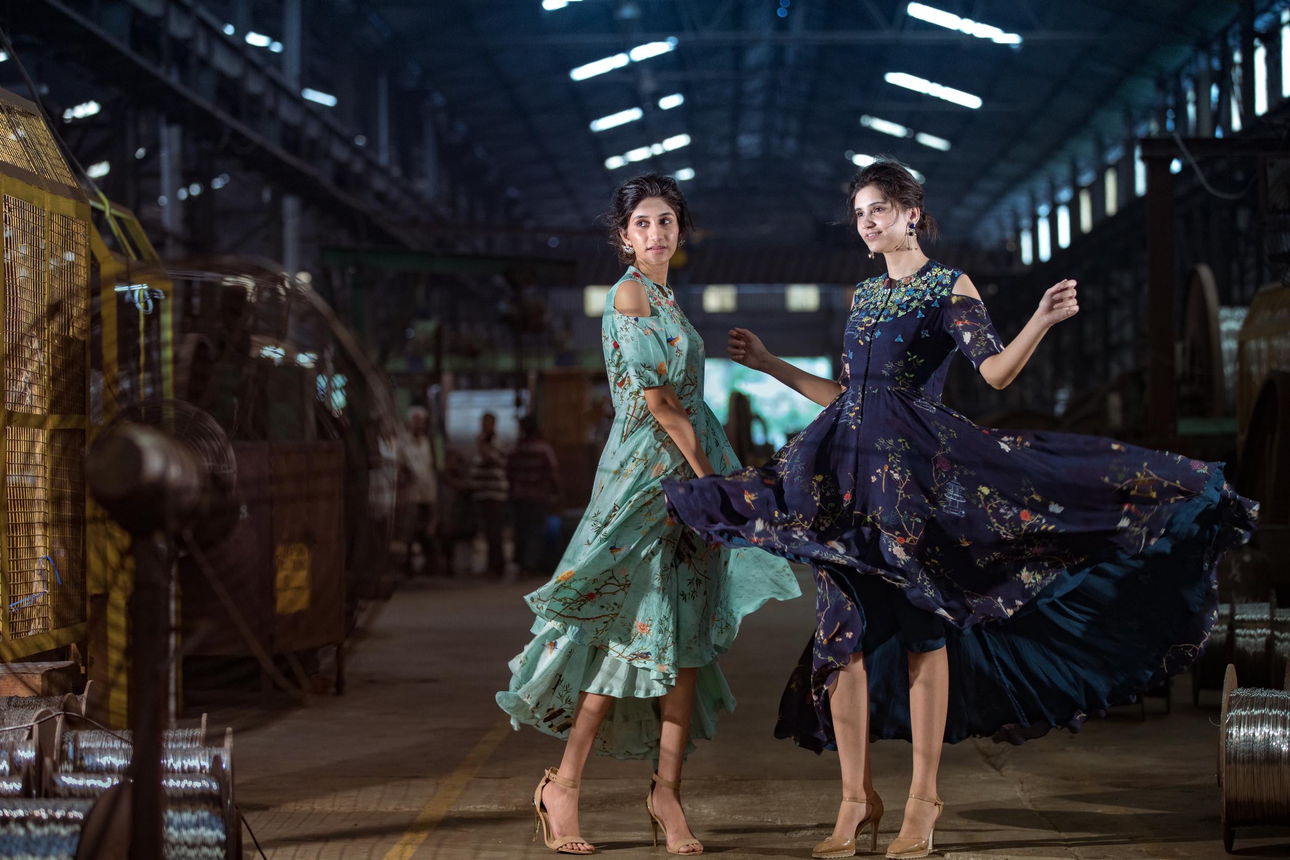 Chinoiserie Cold Shoulder Dress