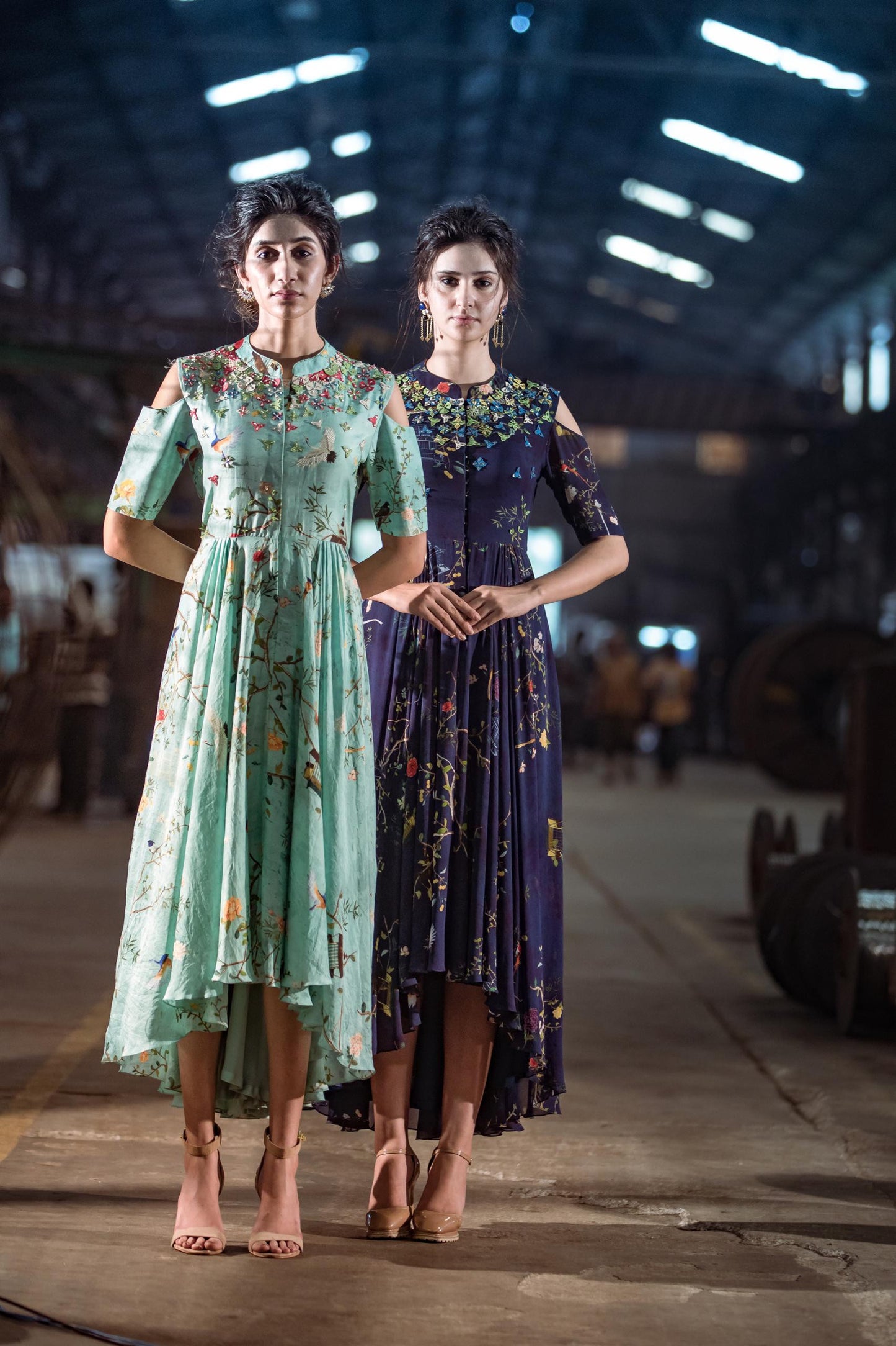 Chinoiserie Cold Shoulder Dress