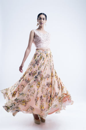 Peach Rose Lehanga Set