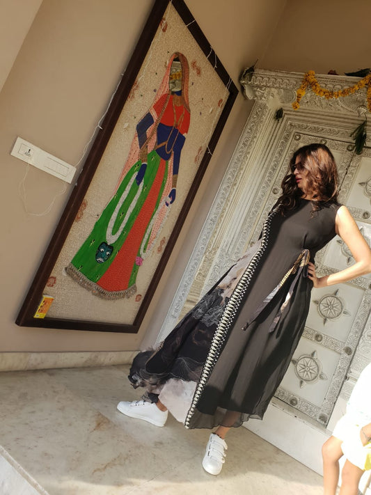 Lakshmi Manchu In Black Geometric Color Block Maxi