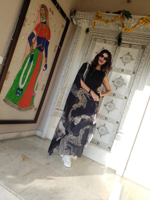 Lakshmi Manchu In Black Geometric Color Block Maxi