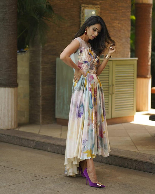 Swirl print asymmetric hem Tunic.