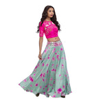 Pink & Mint Crop Top & Lehenga