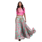 Pink Crop Top With Printed Lehenga